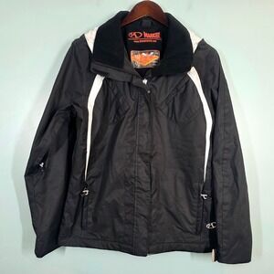 Marker Womens‎ Ski Jacket Black White Hooded Winter Coat Size 8 RN73344
